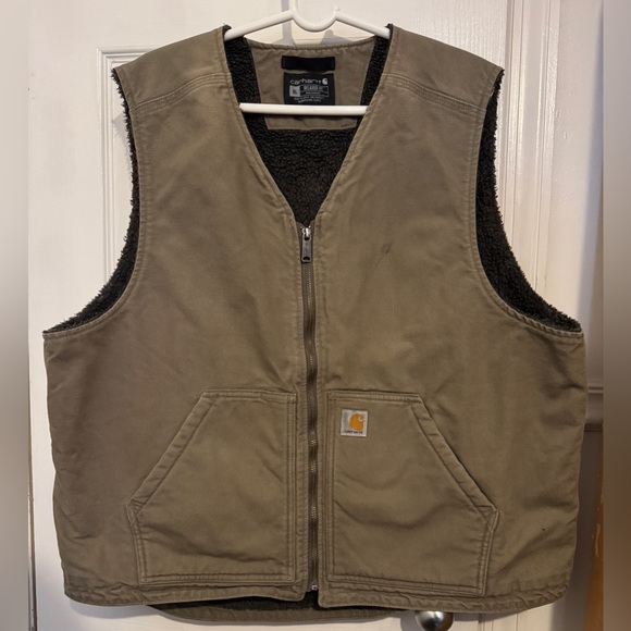 Carhartt Vest Relaxed Fit Washed Duck Sherpa-Lined Vest
"Driftwood" Men's XL - Picture 1 of 7